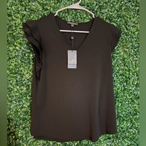 Adrianna Papell Black Ruffle Sleeve Blouse